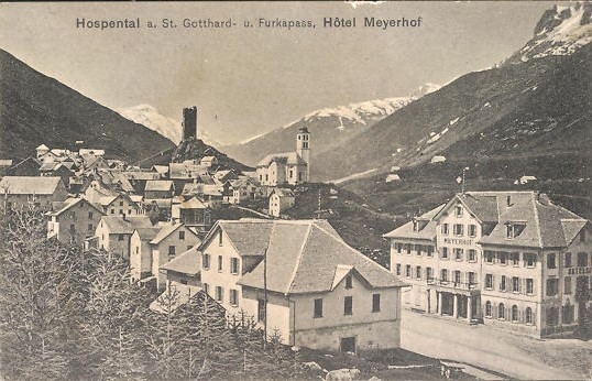 <p>Rückseite mit Beschrieb Hotel Meyerhof ungelaufen</p>